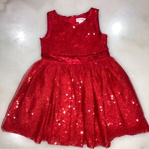 Cat and Jack Red Sequin Tulle Sleeveless Dress